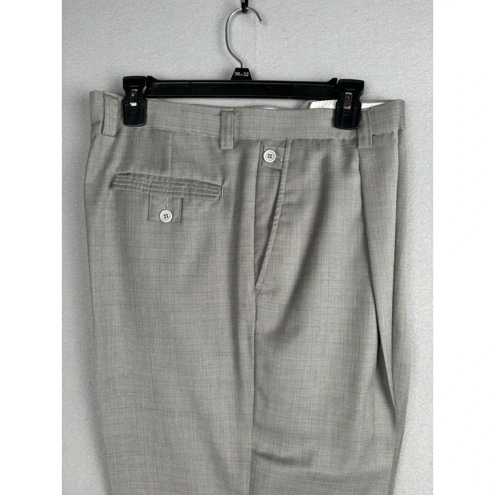 Zacchi Men's Pants 36 Gray Plaid Pleated Front Dress Career Worship Pockets 2890